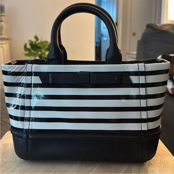 Kate Spade Black and White Striped Handbag - Picture 2 of 11